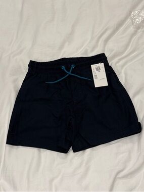 Old Navy Boys Navy Swim Trunks with Teal Drawstring